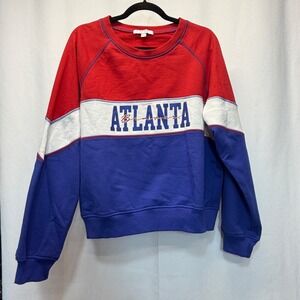 Atlanta Braves WEAR By Erin Andrews Sweatshirt Women XXL Red Colorblock MLB